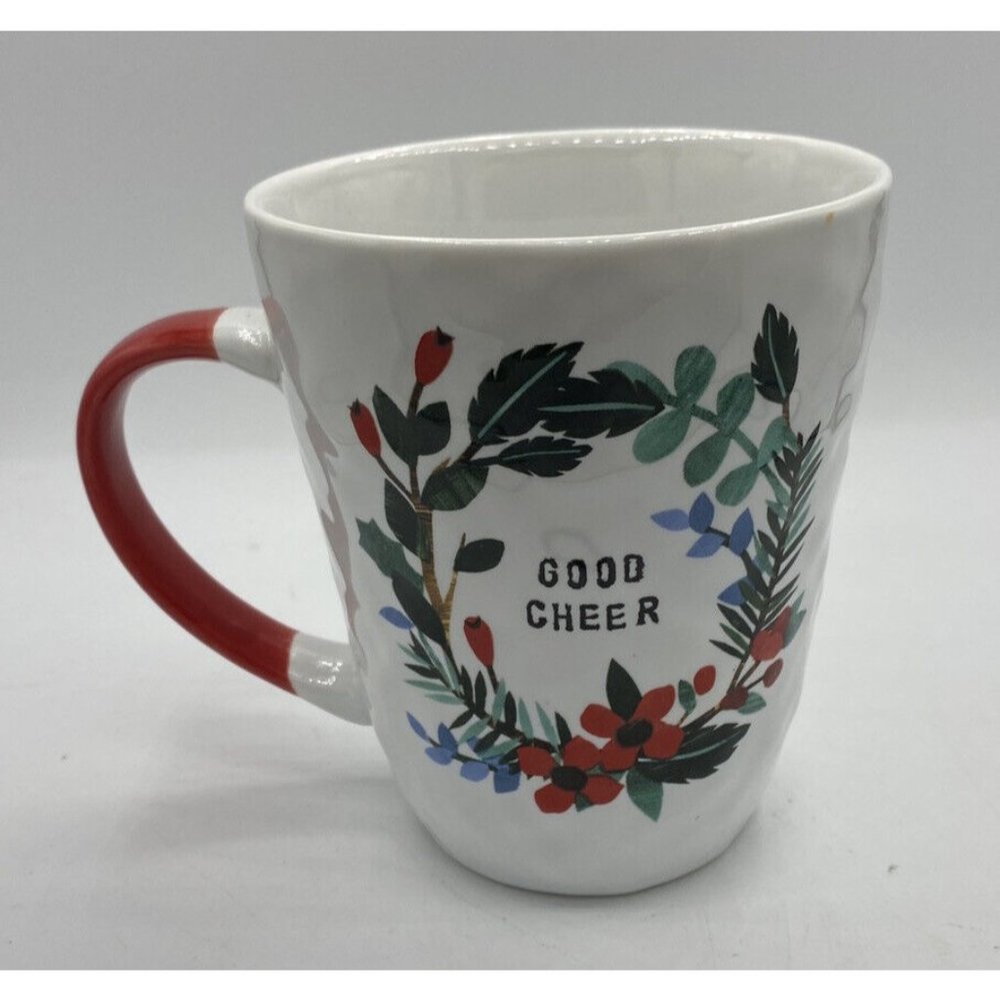 Prima Design Christmas Mug Coffee Cup Large Good Cheer Holiday Wreath 16 oz